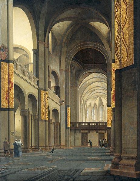 The nave and choir of the Mariakerk in Utrecht, seen from the west., Pieter Jansz. Saenredam
